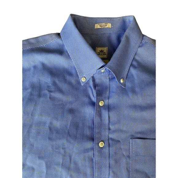 Peter Millar Blue Nanoluxe Easycare Mens Long Sleeve Button Down XL - Picture 9 of 10